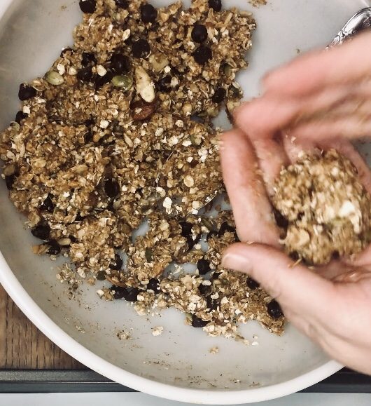 Bowl of cookies with chocolate chips
