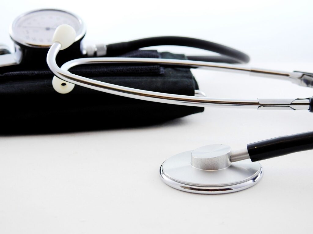 Blood pressure monitor on a table