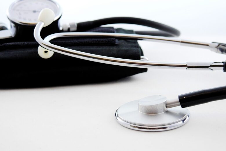 Blood pressure monitor on a table
